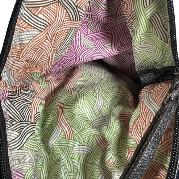 The Sak Deena Flap Fold Over Leather Brown Patchwork Crossbody Purse adjustable - Picture 8 of 9